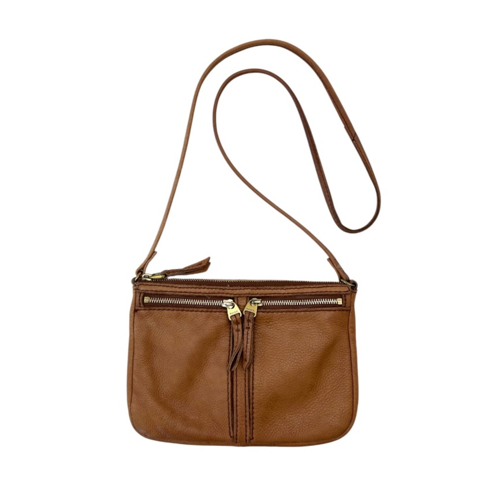 Fossil Erin Brown Pebble Leather Crossbody Bag